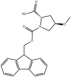 (2S,4R)-1-{[(9H-fluoren-9-yl)methoxy]carbonyl}-4-methoxypyrrolidine-2-carboxylic acid Struktur