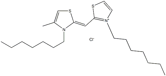 (Z)-3-heptyl-2-((3-heptyl-4-Methylthiazol-2(3H)-ylidene)Methyl)thiazol-3-iuM chloride Struktur