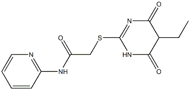 2-[(5-ethyl-4,6-dioxo-1,4,5,6-tetrahydro-2-pyrimidinyl)sulfanyl]-N-(2-pyridinyl)acetamide Struktur