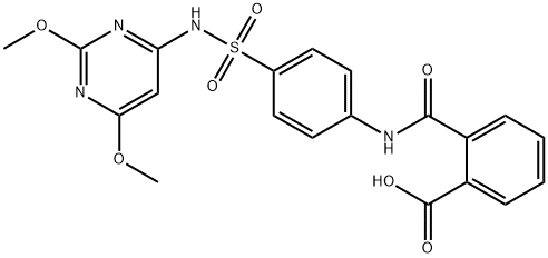 2-[(4-{[(2,6-dimethoxy-4-pyrimidinyl)amino]sulfonyl}anilino)carbonyl]benzoic acid Struktur