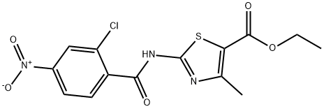 ethyl 2-({2-chloro-4-nitrobenzoyl}amino)-4-methyl-1,3-thiazole-5-carboxylate Struktur