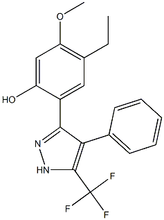 4-ethyl-5-methoxy-2-[4-phenyl-5-(trifluoromethyl)-1H-pyrazol-3-yl]phenol Struktur