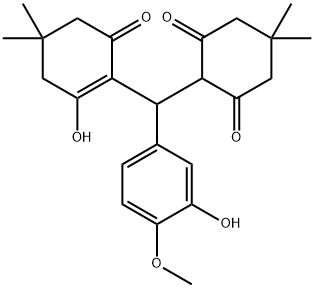 2-[(2-hydroxy-4,4-dimethyl-6-oxo-1-cyclohexen-1-yl)(3-hydroxy-4-methoxyphenyl)methyl]-5,5-dimethyl-1,3-cyclohexanedione Struktur