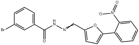 3-bromo-N'-[(5-{2-nitrophenyl}-2-furyl)methylene]benzohydrazide Struktur