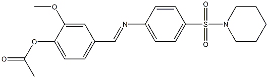 2-methoxy-4-({[4-(1-piperidinylsulfonyl)phenyl]imino}methyl)phenyl acetate Struktur