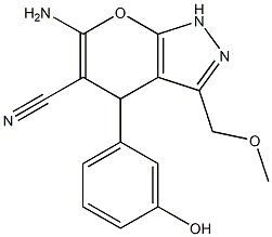 6-amino-4-(3-hydroxyphenyl)-3-(methoxymethyl)-1,4-dihydropyrano[2,3-c]pyrazole-5-carbonitrile Struktur