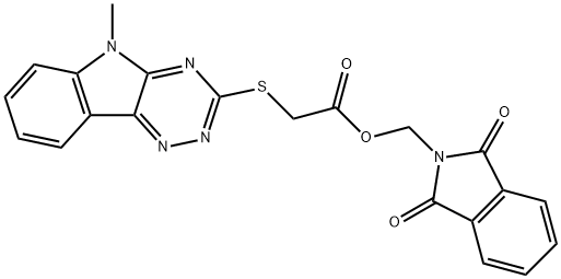 (1,3-dioxo-1,3-dihydro-2H-isoindol-2-yl)methyl [(5-methyl-5H-[1,2,4]triazino[5,6-b]indol-3-yl)sulfanyl]acetate Struktur