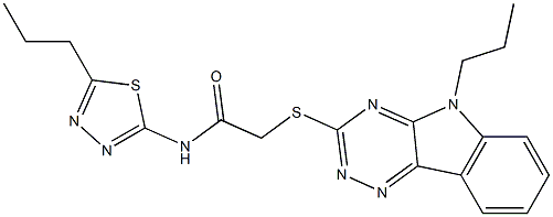 N-(5-propyl-1,3,4-thiadiazol-2-yl)-2-[(5-propyl-5H-[1,2,4]triazino[5,6-b]indol-3-yl)sulfanyl]acetamide Struktur