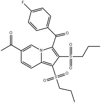 1-[3-(4-fluorobenzoyl)-1,2-bis(propylsulfonyl)indolizin-6-yl]ethanone Struktur