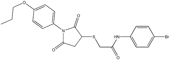 N-(4-bromophenyl)-2-{[2,5-dioxo-1-(4-propoxyphenyl)-3-pyrrolidinyl]sulfanyl}acetamide Struktur