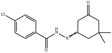 4-chloro-N'-(3,3-dimethyl-5-oxocyclohexylidene)benzohydrazide Struktur