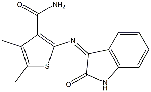 4,5-dimethyl-2-[(2-oxo-1,2-dihydro-3H-indol-3-ylidene)amino]-3-thiophenecarboxamide Struktur