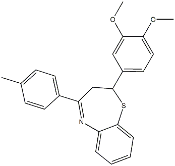 2-(3,4-dimethoxyphenyl)-4-(4-methylphenyl)-2,3-dihydro-1,5-benzothiazepine Struktur