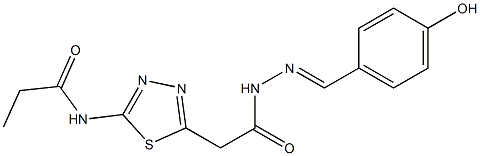 N-(5-{2-[2-(4-hydroxybenzylidene)hydrazino]-2-oxoethyl}-1,3,4-thiadiazol-2-yl)propanamide Struktur