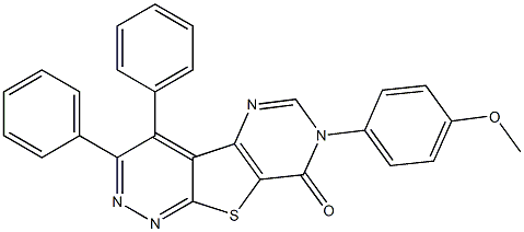 7-(4-methoxyphenyl)-3,4-diphenylpyrimido[4',5':4,5]thieno[2,3-c]pyridazin-8(7H)-one Struktur