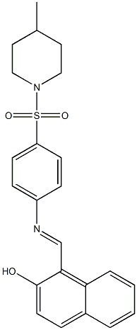 1-[({4-[(4-methyl-1-piperidinyl)sulfonyl]phenyl}imino)methyl]-2-naphthol Struktur