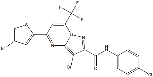 3-bromo-5-(4-bromo-2-thienyl)-N-(4-chlorophenyl)-7-(trifluoromethyl)pyrazolo[1,5-a]pyrimidine-2-carboxamide Struktur