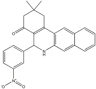 5-{3-nitrophenyl}-2,2-dimethyl-2,3,5,6-tetrahydrobenzo[b]phenanthridin-4(1H)-one Struktur