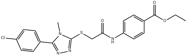 ethyl 4-[({[5-(4-chlorophenyl)-4-methyl-4H-1,2,4-triazol-3-yl]sulfanyl}acetyl)amino]benzoate Struktur