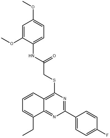 N-(2,4-dimethoxyphenyl)-2-{[8-ethyl-2-(4-fluorophenyl)-4-quinazolinyl]sulfanyl}acetamide Struktur