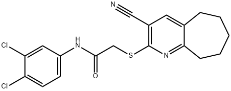 2-[(3-cyano-6,7,8,9-tetrahydro-5H-cyclohepta[b]pyridin-2-yl)sulfanyl]-N-(3,4-dichlorophenyl)acetamide Struktur