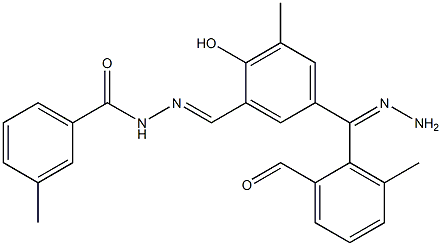 N'-{2-hydroxy-3-methyl-5-[2-(3-methylbenzoyl)carbohydrazonoyl]benzylidene}-3-methylbenzohydrazide Struktur