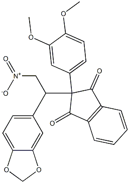 2-{1-(1,3-benzodioxol-5-yl)-2-nitroethyl}-2-(3,4-dimethoxyphenyl)-1H-indene-1,3(2H)-dione Struktur