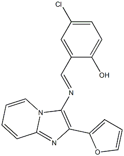 4-chloro-2-({[2-(2-furyl)imidazo[1,2-a]pyridin-3-yl]imino}methyl)phenol Struktur