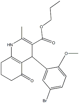 propyl 4-(5-bromo-2-methoxyphenyl)-2-methyl-5-oxo-1,4,5,6,7,8-hexahydroquinoline-3-carboxylate Struktur