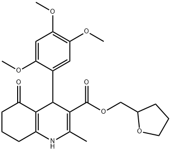 tetrahydrofuran-2-ylmethyl 2-methyl-5-oxo-4-(2,4,5-trimethoxyphenyl)-1,4,5,6,7,8-hexahydroquinoline-3-carboxylate Struktur