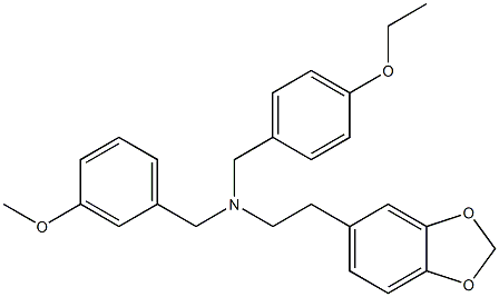 2-(1,3-benzodioxol-5-yl)-N-(4-ethoxybenzyl)-N-(3-methoxybenzyl)ethanamine Struktur