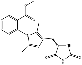 methyl 2-{3-[(2,5-dioxo-4-imidazolidinylidene)methyl]-2,5-dimethyl-1H-pyrrol-1-yl}benzoate Struktur