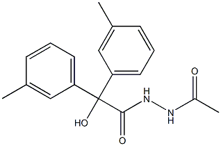 N'-acetyl-2-hydroxy-2,2-bis(3-methylphenyl)acetohydrazide Struktur