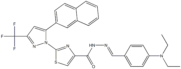 N'-[4-(diethylamino)benzylidene]-2-[5-(2-naphthyl)-3-(trifluoromethyl)-1H-pyrazol-1-yl]-1,3-thiazole-4-carbohydrazide Struktur