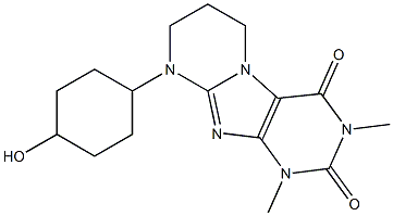 9-(4-hydroxycyclohexyl)-1,3-dimethyl-6,7,8,9-tetrahydropyrimido[2,1-f]purine-2,4(1H,3H)-dione Struktur