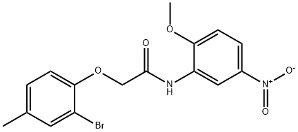 2-(2-bromo-4-methylphenoxy)-N-(2-methoxy-5-nitrophenyl)acetamide Struktur