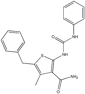 2-[(anilinocarbonyl)amino]-5-benzyl-4-methyl-3-thiophenecarboxamide Struktur