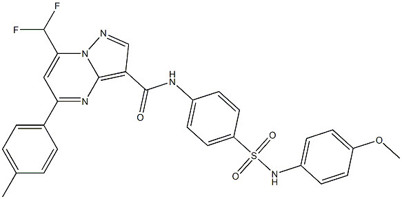 7-(difluoromethyl)-N-{4-[(4-methoxyanilino)sulfonyl]phenyl}-5-(4-methylphenyl)pyrazolo[1,5-a]pyrimidine-3-carboxamide Struktur