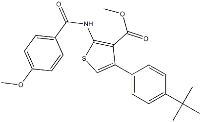 methyl 4-(4-tert-butylphenyl)-2-[(4-methoxybenzoyl)amino]-3-thiophenecarboxylate Struktur