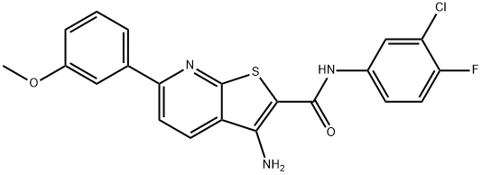 3-amino-N-(3-chloro-4-fluorophenyl)-6-(3-methoxyphenyl)thieno[2,3-b]pyridine-2-carboxamide Struktur