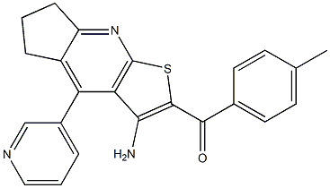 [3-amino-4-(3-pyridinyl)-6,7-dihydro-5H-cyclopenta[b]thieno[3,2-e]pyridin-2-yl](4-methylphenyl)methanone Struktur