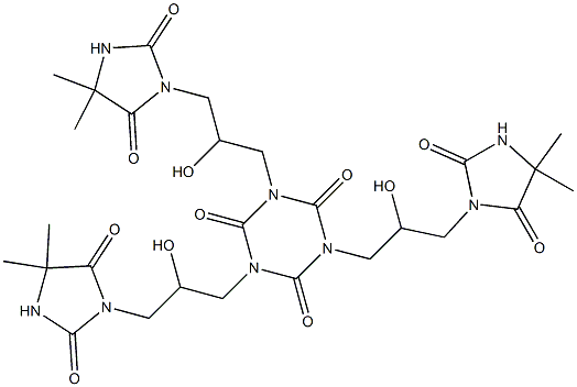 1,3,5-tris[3-(4,4-dimethyl-2,5-dioxo-1-imidazolidinyl)-2-hydroxypropyl]-1,3,5-triazinane-2,4,6-trione Struktur