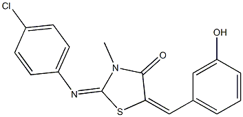 2-[(4-chlorophenyl)imino]-5-(3-hydroxybenzylidene)-3-methyl-1,3-thiazolidin-4-one Struktur