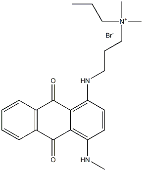 dimethyl(3-{[4-(methylamino)-9,10-dioxo-9,10-dihydroanthracen-1-yl]amino}propyl)propylazanium bromide Struktur