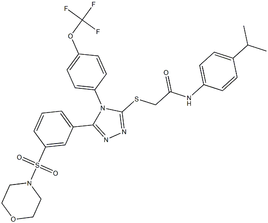 2-({5-[3-(morpholine-4-sulfonyl)phenyl]-4-[4-(trifluoromethoxy)phenyl]-4H-1,2,4-triazol-3-yl}sulfanyl)-N-[4-(propan-2-yl)phenyl]acetamide Struktur