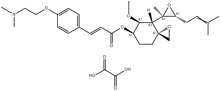 [(3R,4S,5S,6R)-5-methoxy-4-[(2R,3R)-2-methyl-3-(3-methylbut-2-enyl)oxiran-2-yl]-1-oxaspiro[2.5]octan-6-yl] (E)-3-[4-[2-(dimethylamino)ethoxy]phenyl]prop-2-enoate,oxalic acid Struktur