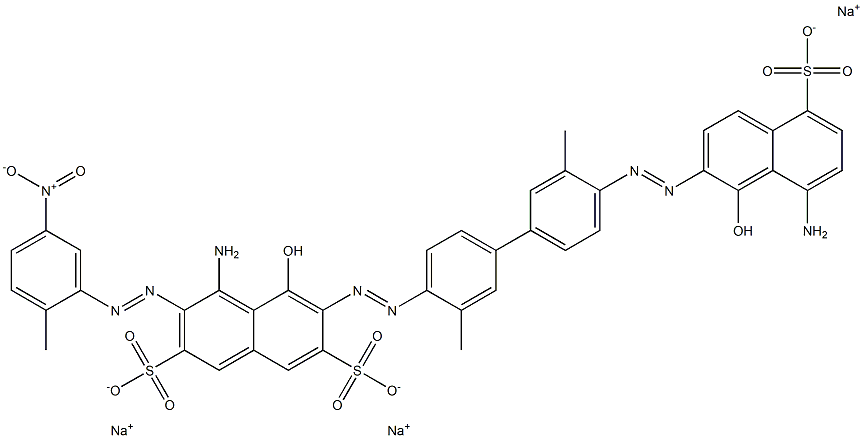 2,7-Naphthalenedisulfonic acid, 4-amino-6-[[4'-[(8-amino-1-hydroxy-5-sulfo-2-naphthalenyl)azo]-3,3'-dimethyl[1,1'-biphenyl]-4-yl]azo]-5-hydroxy-3-[(2-methyl-5-nitrophenyl)azo]-, trisodium salt Struktur