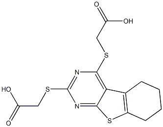 ({2-[(carboxymethyl)sulfanyl]-5,6,7,8-tetrahydro[1]benzothieno[2,3-d]pyrimidin-4-yl}sulfanyl)acetic acid Struktur