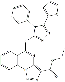 ethyl 5-{[5-(2-furyl)-4-phenyl-4H-1,2,4-triazol-3-yl]sulfanyl}[1,2,3]triazolo[1,5-a]quinazoline-3-carboxylate Struktur