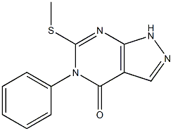 6-(methylsulfanyl)-5-phenyl-1,5-dihydro-4H-pyrazolo[3,4-d]pyrimidin-4-one Struktur